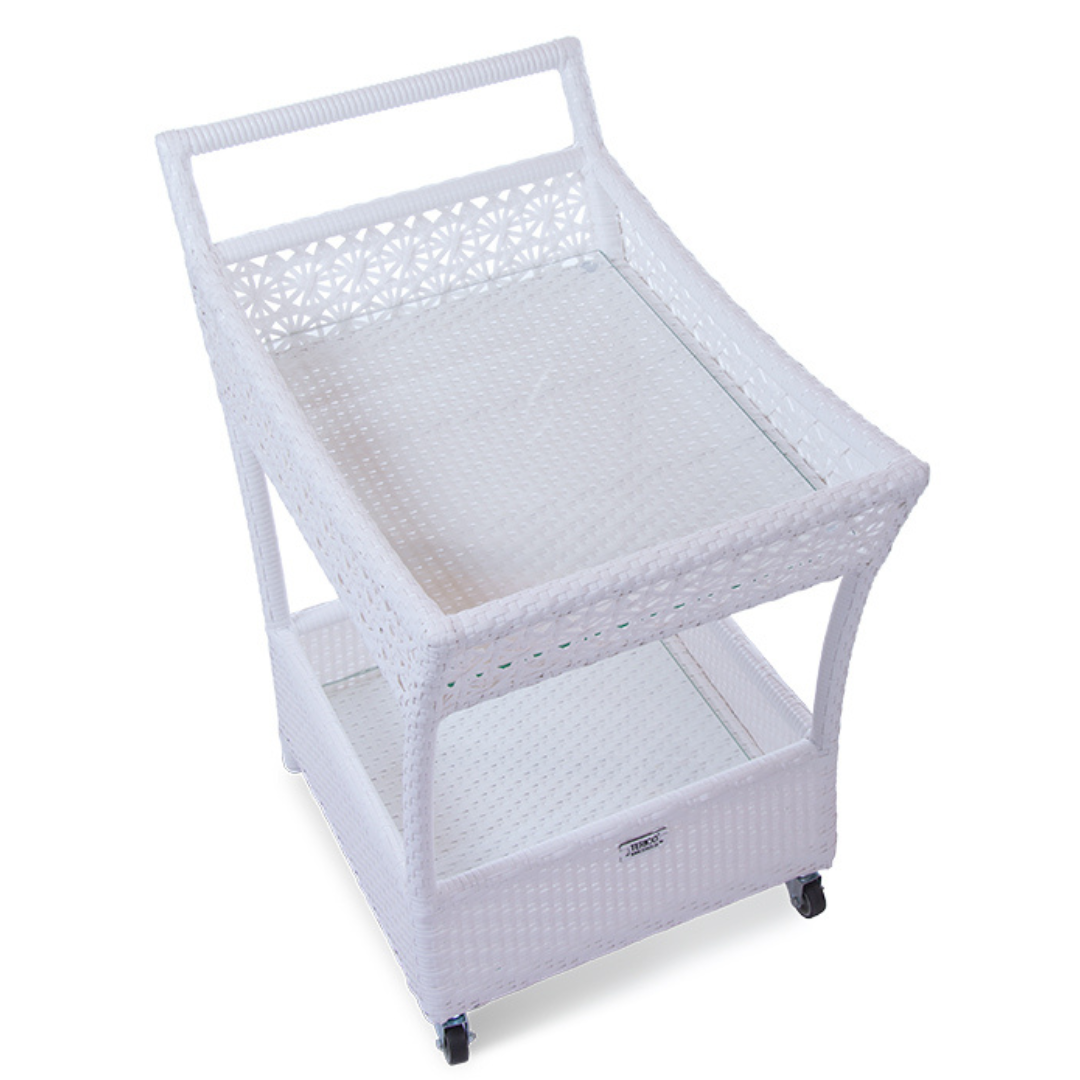 Ratanový servírovací stolek KAIR Terico, moderní ratanový stolek s dekorativním uměleckým pletením a pevnou základnou.