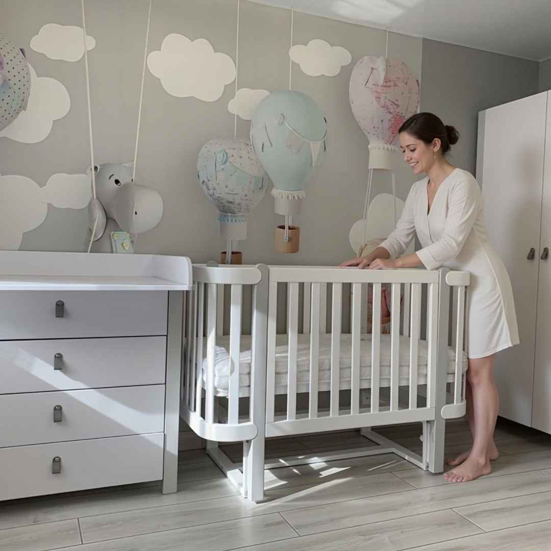 Dětská postýlka Zukko Gekko Kids 120x60. Bílá / Šedá