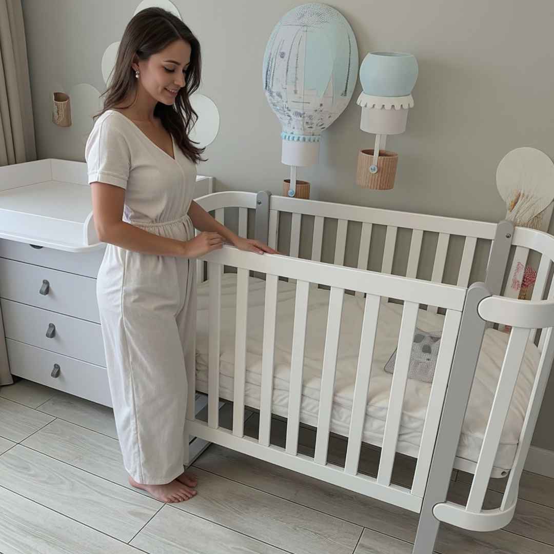 Dětská postýlka Zukko Gekko Kids 120x60. Bílá / Šedá