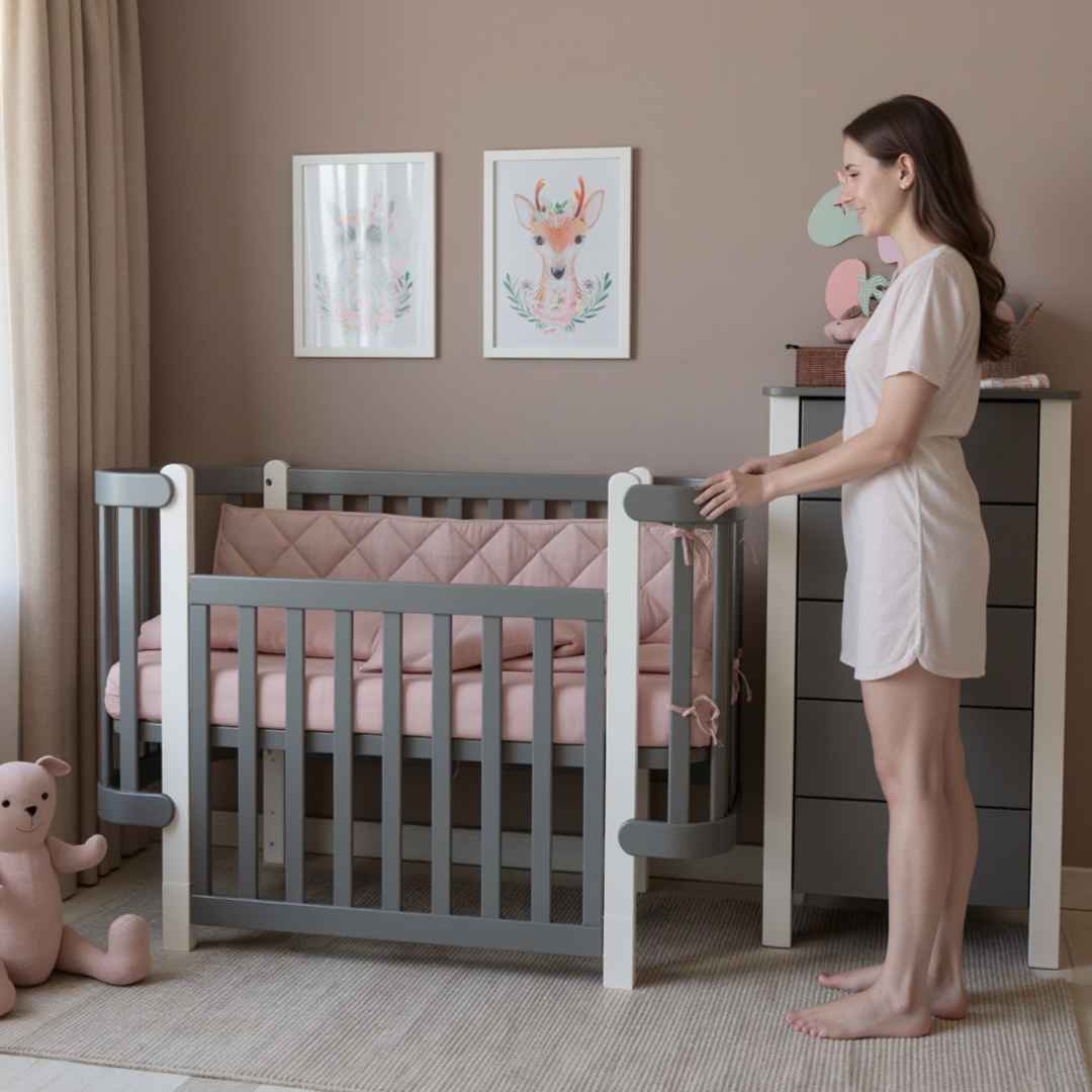 Dětská postýlka Zukko Gekko Kids 120x60. Seda / Bílá