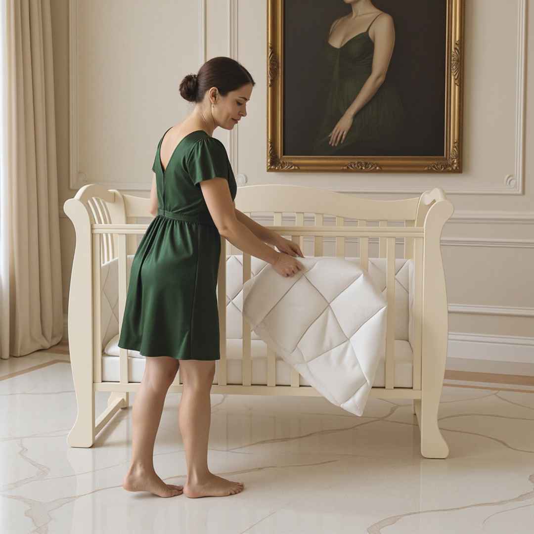 Dětská postýlka Robbi Gekko Kids 120x60. Barva slonovinové kosti