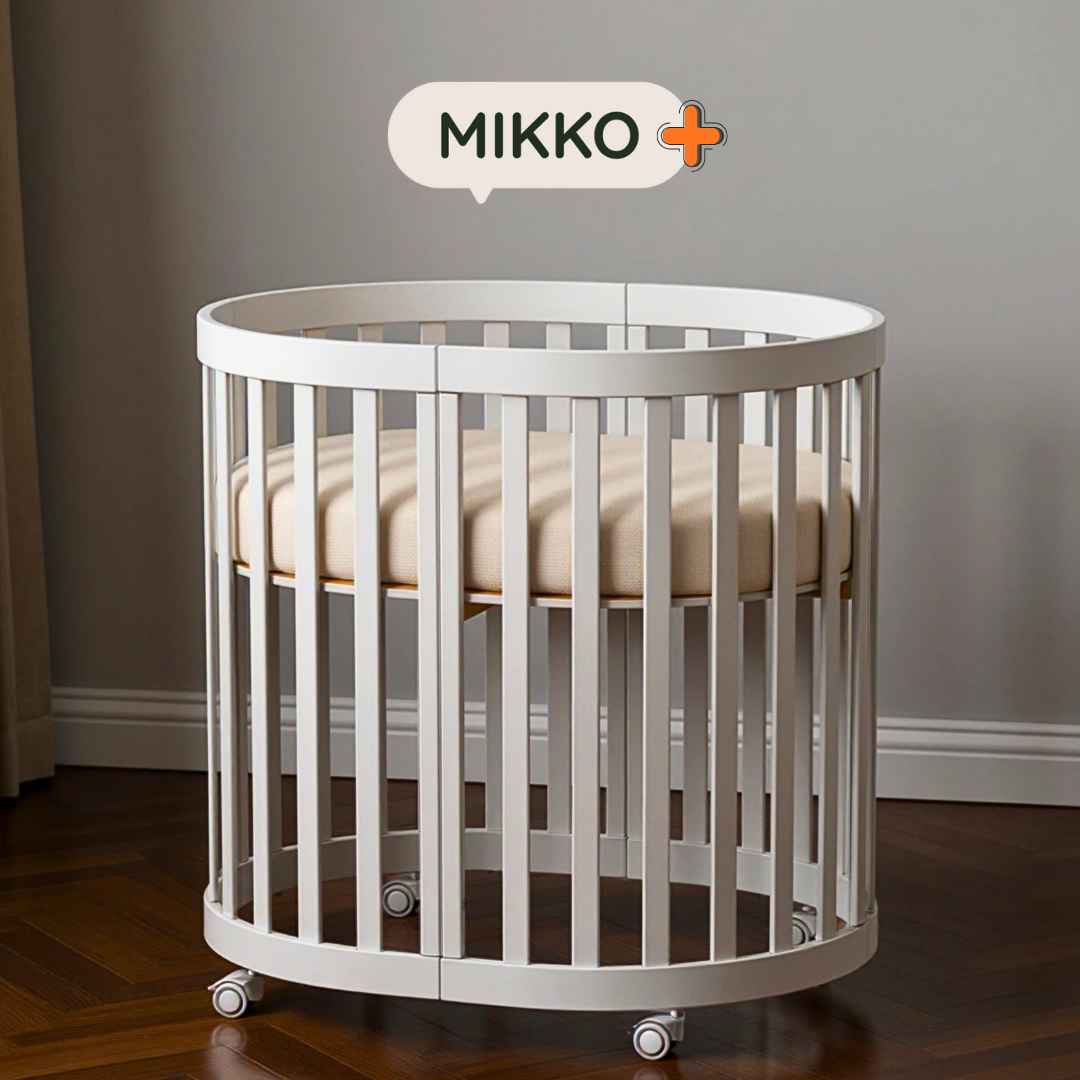 Dětská postýlka Mikko Gekko Kids + kvalitní matrace a kolečka. Bílá.