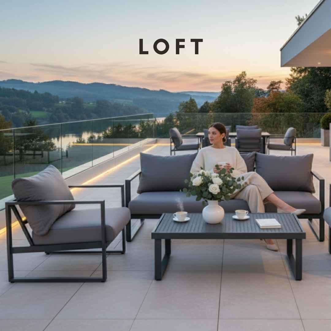Velká zahradní třímístná pohovka LOFT. Grafitová barva.