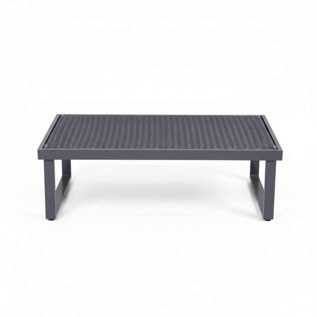 Zahradní konferenční stolek LOFT se skleněnou deskou z tvrzeného skla. Grafitová barva.