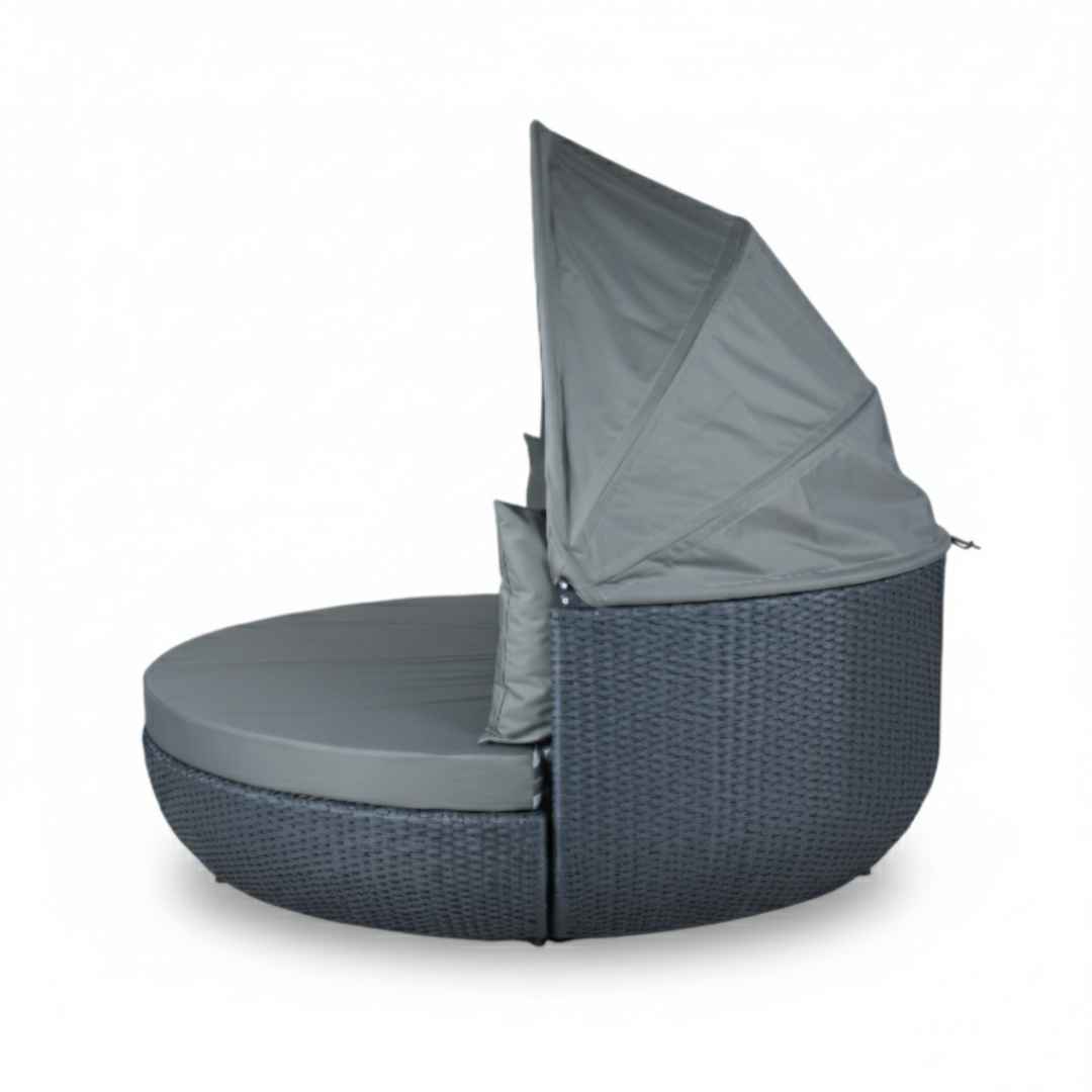 Velká zahradní pletená postel BONNI Terico. Grafitová barva.