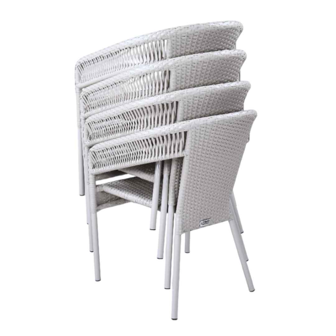 Odpočinková souprava z umělého ratanu VERONA. Skládá se ze 2 křesel a pohovky. Olivová barva