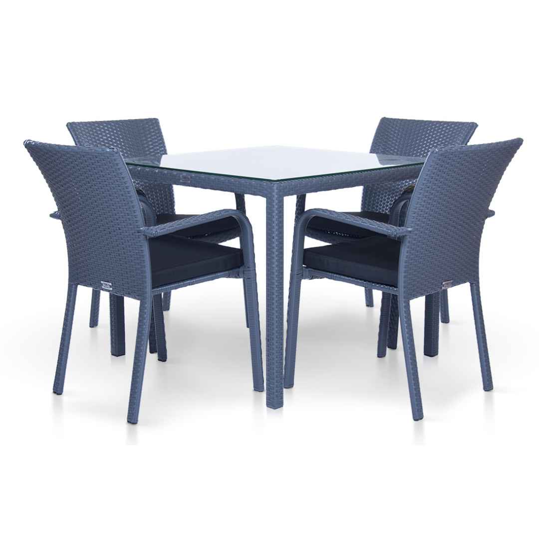 Ratanový stůl KIPRUS Terico 90x90x75cm. Grafitová barva