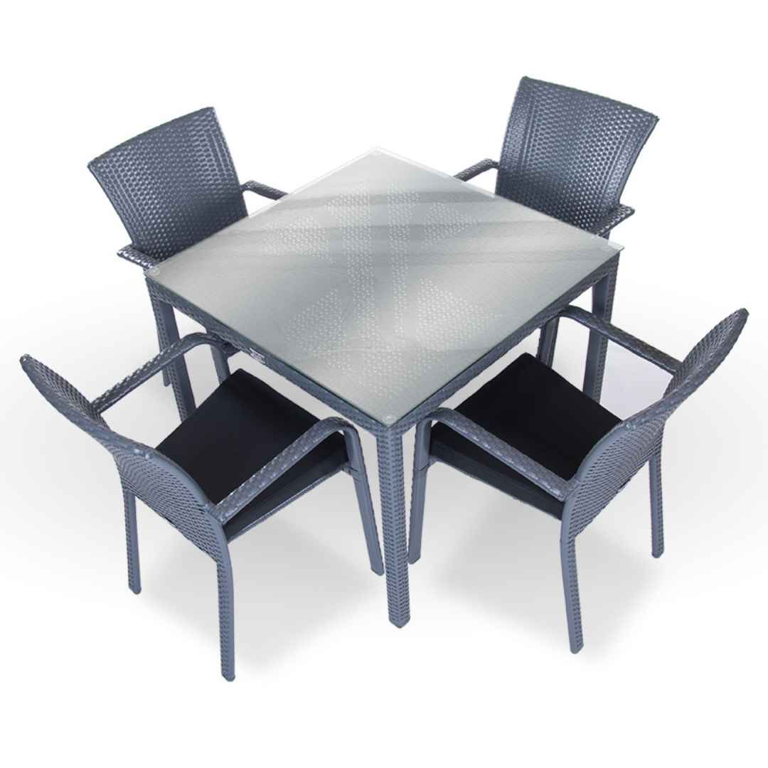 Ratanový stůl KIPRUS Terico 90x90x75cm. Grafitová barva