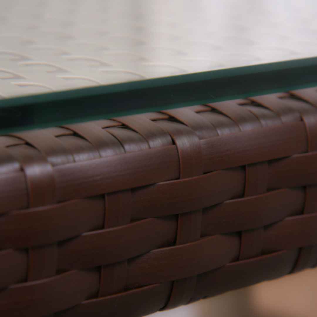 Ratanový stůl NEMOS Terico 90x90x75cm. Hnedá barva