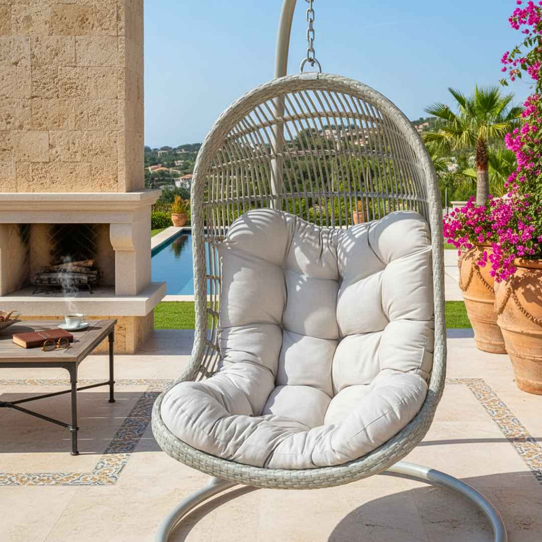 Prémiové závěsné křeslo se stojanem PARMA Terico. Olivová barva