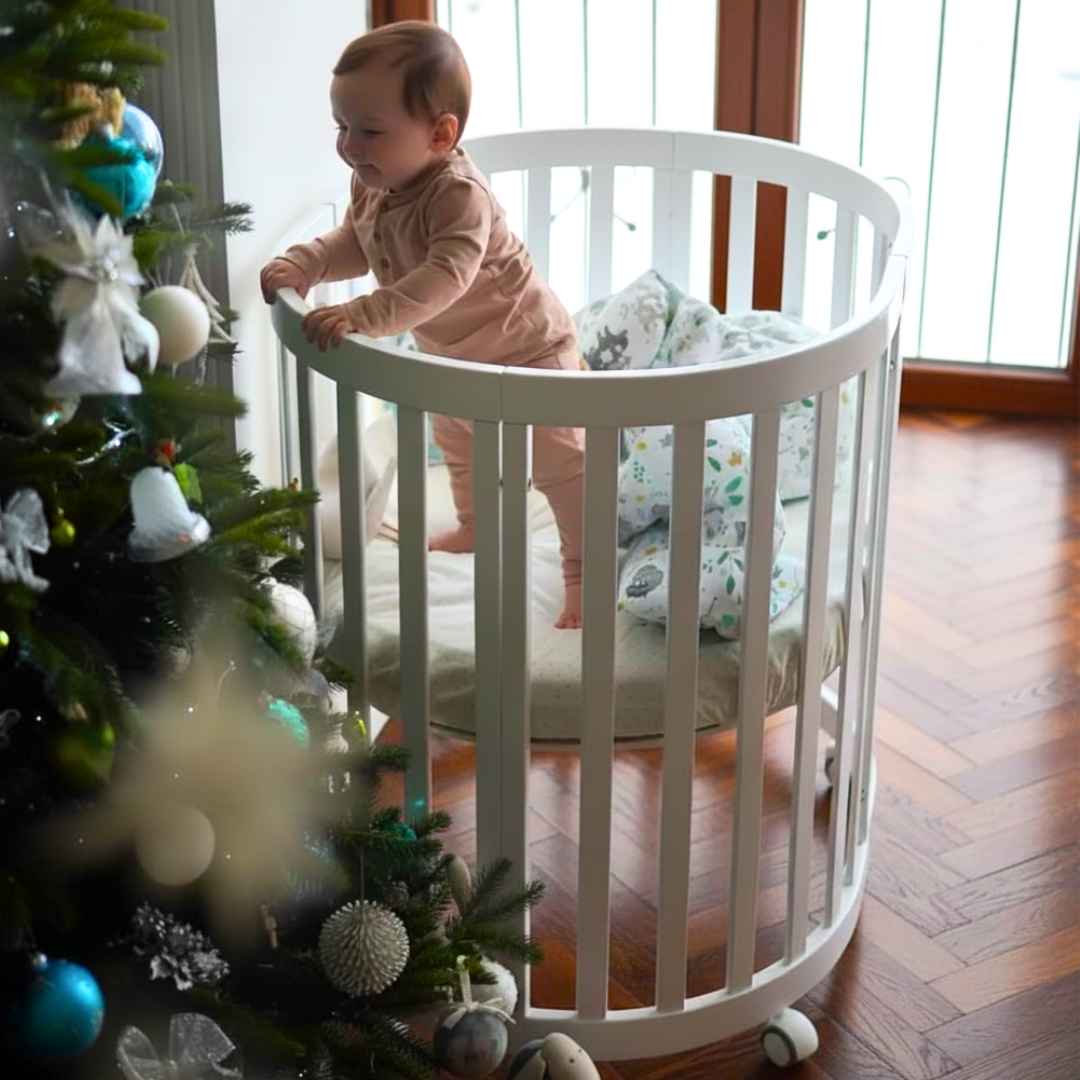 Dětská postýlka Mikko Gekko Kids + kvalitní matrace a kolečka. Bílá.