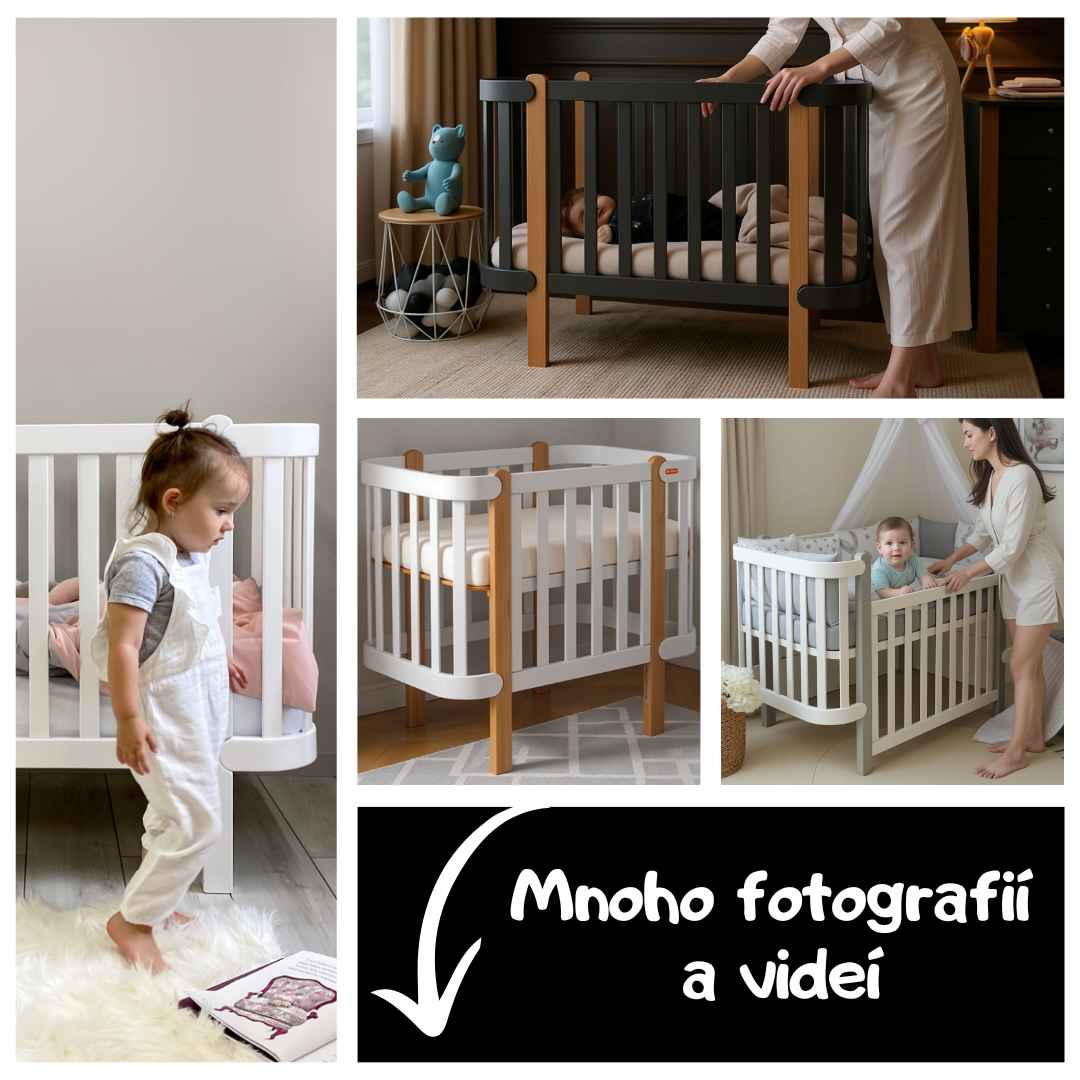 Dětská rostoucí postýlka Zukko Gekko Kids. Kolébka a postýlka 2v1. Seda / bila