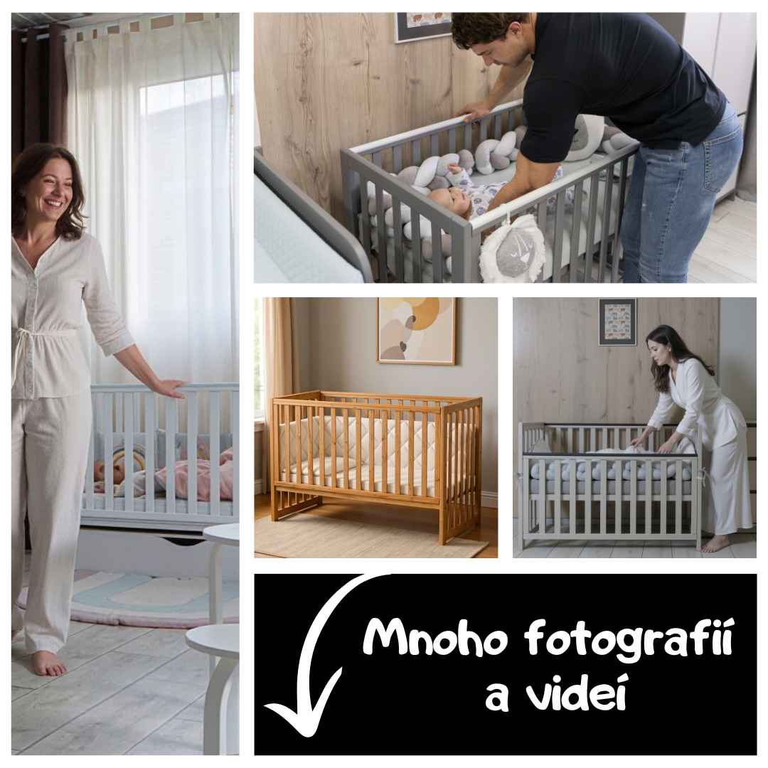 Dětská postýlka Sleeppo Gekko Kids 120x60. Grafitová barva