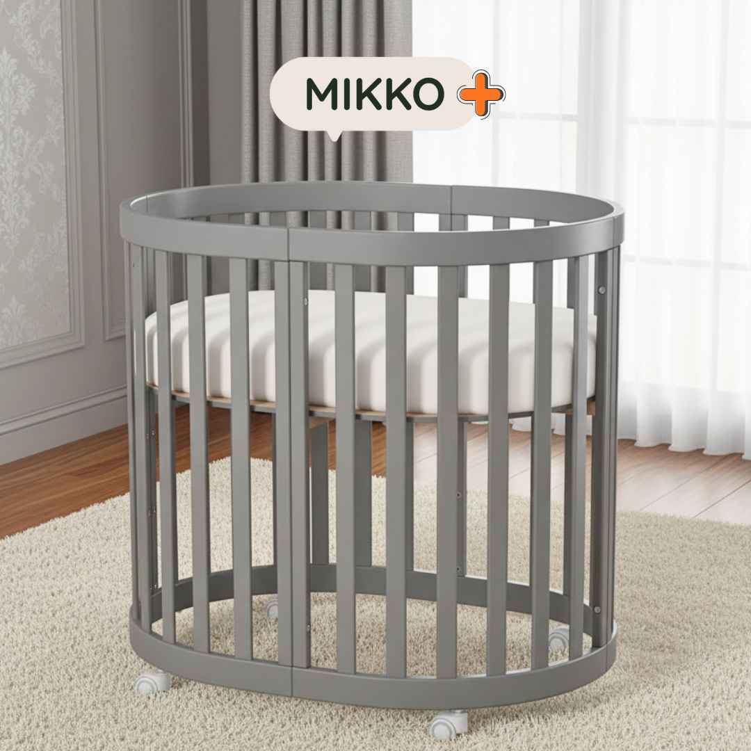 Dětská postýlka Mikko Gekko Kids + kvalitní matrace a kolečka. Grafitová.