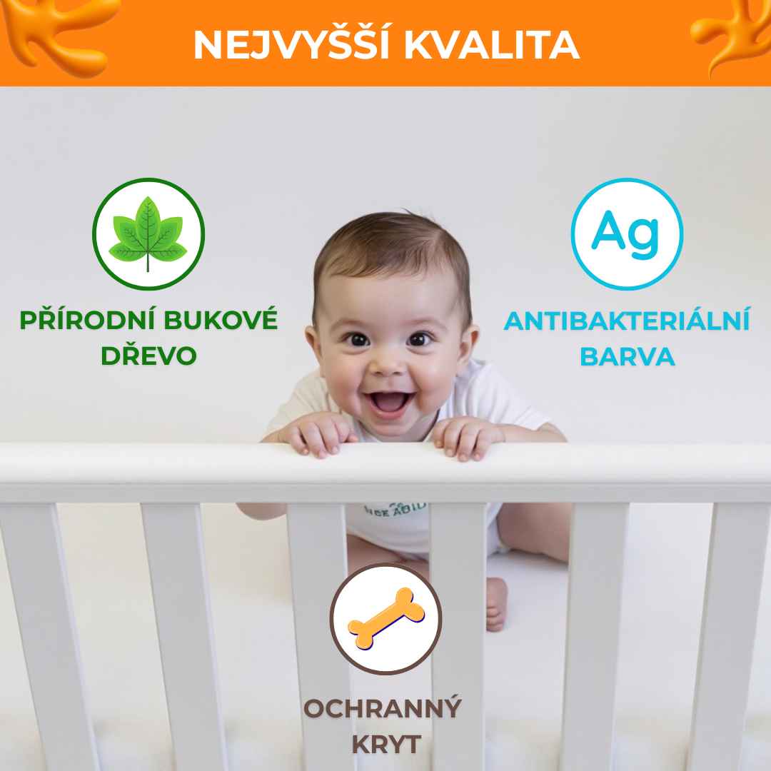 Dětská postýlka Sleeppo Gekko Kids 120x60. Bílá