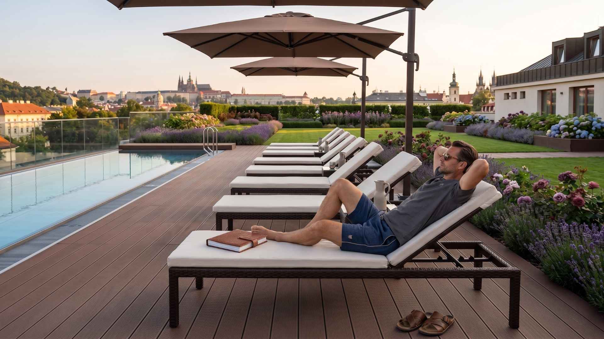 Ratanové lehátko KIPRUS Terico. Hnedá barva