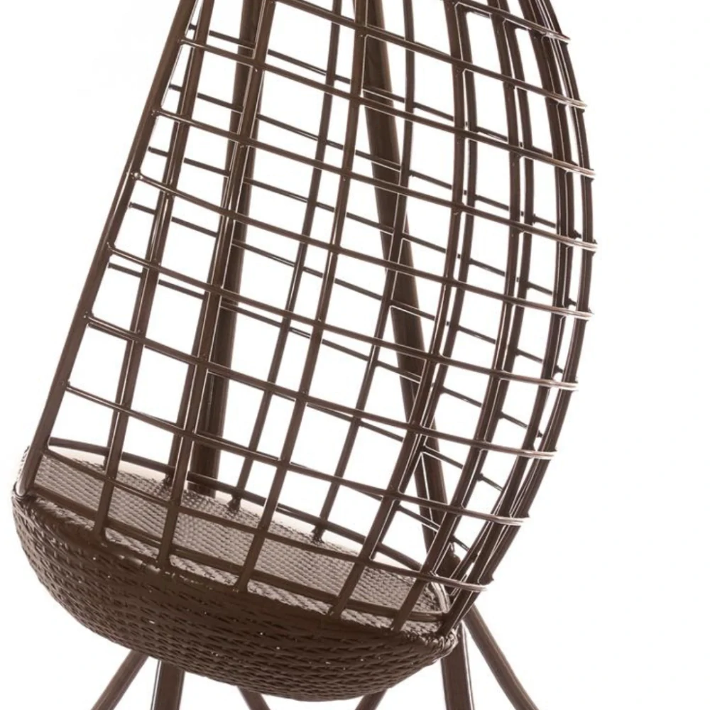 Designové závěsné křeslo se stojanem LISA Terico — velké houpací křeslo ve tvaru vajíčka. Černé