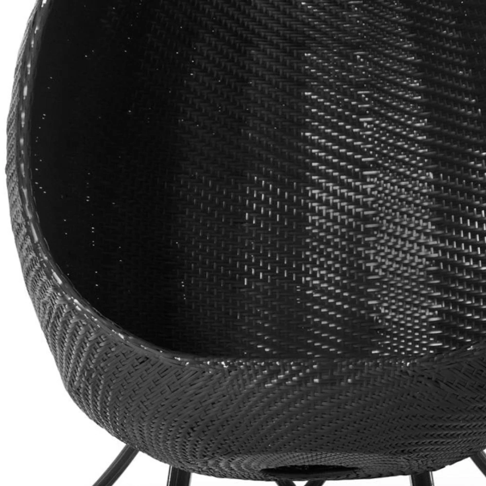 Luxusní závěsné křeslo se stojanem FIDJI Terico — velké houpací křeslo ve tvaru vajíčka. Černé